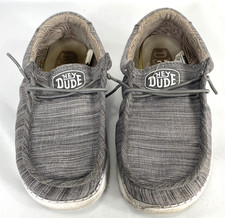 Hey Dude Wally Linen Stone Shoes Youth 6 Women  s 7 Gray Lightweight Slip On