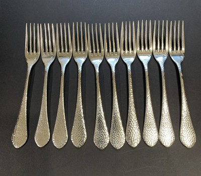 10 Corby Hall 18/10 Hammered Stainless Dinner Forks