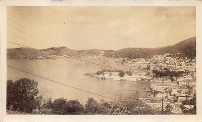 1938 Charlotte Amalie Harbor View St Thomas 1930s Photo Pier Building Mountains