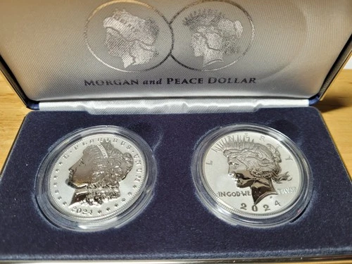 2024 Morgan and Peace  Dollar Reverse Proof Set--COA--Original Box-US Mint- NR