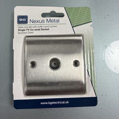 BG Nexus NBS60 Metall gebürsteter Stahl Single TV KOAX STECKDOSE KOAXIAL