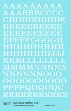 K4 O Scale Water Slide Decals White 3/8 Inch Railroad Roman Letter Alphabet