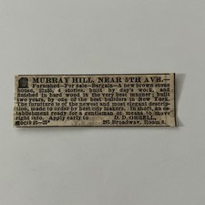 For Sale New Brown Stone House DD Orrell Murray Hill 1869 NY Clipping TAJ7-S90