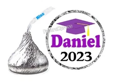 216 PURPLE AND WHITE GRADUATION FAVORS CHOCOLATE KISS LABELS  CLASS OF 2025