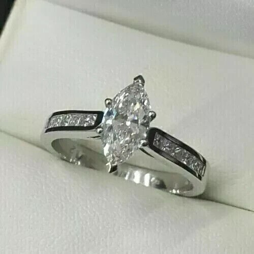 Marquise Cut 2CT Lab Created Diamond Women's Wedding Ring 14K White ...