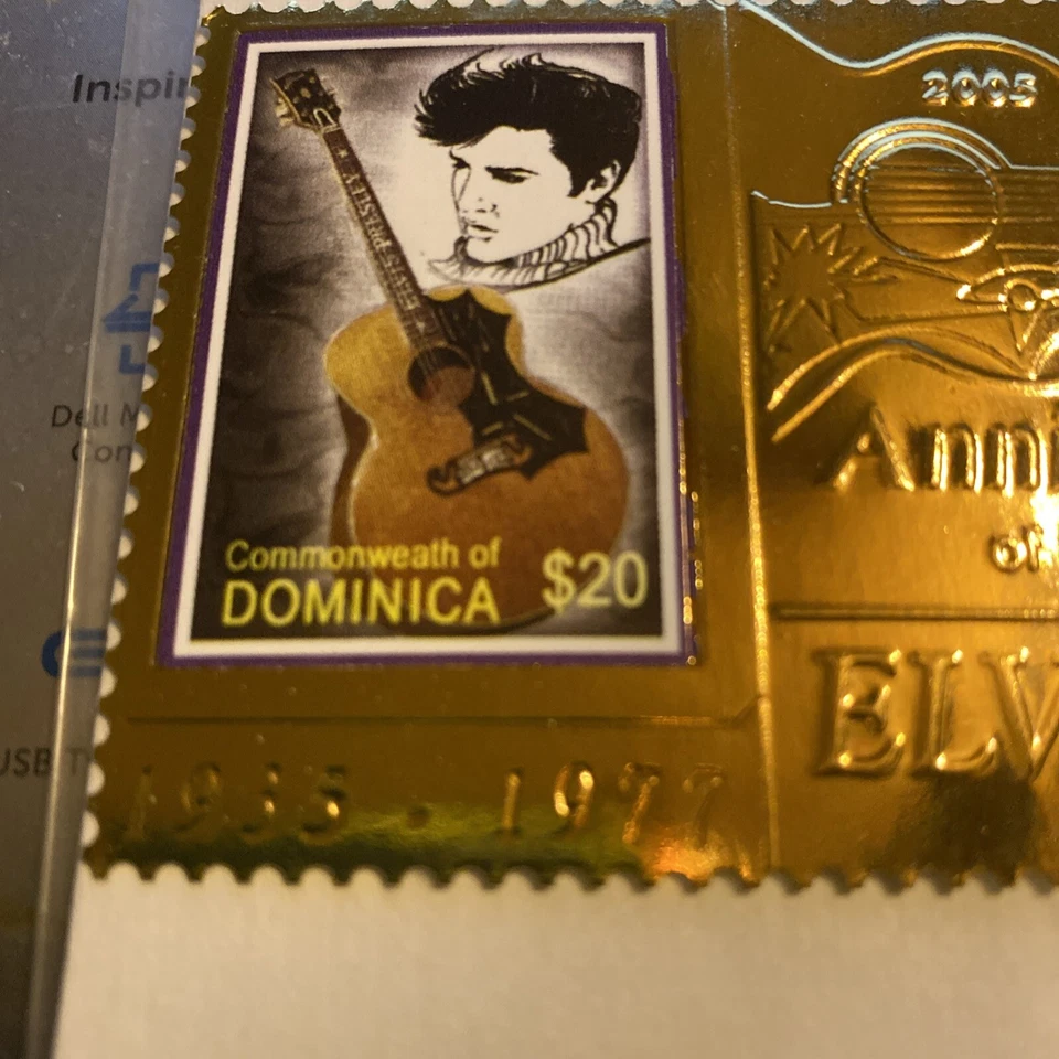 Elvis Presley $20 Dominica Souvenir Stamp Gold Foil Sheet 70th Birth Anniversary - Image 3 of 4