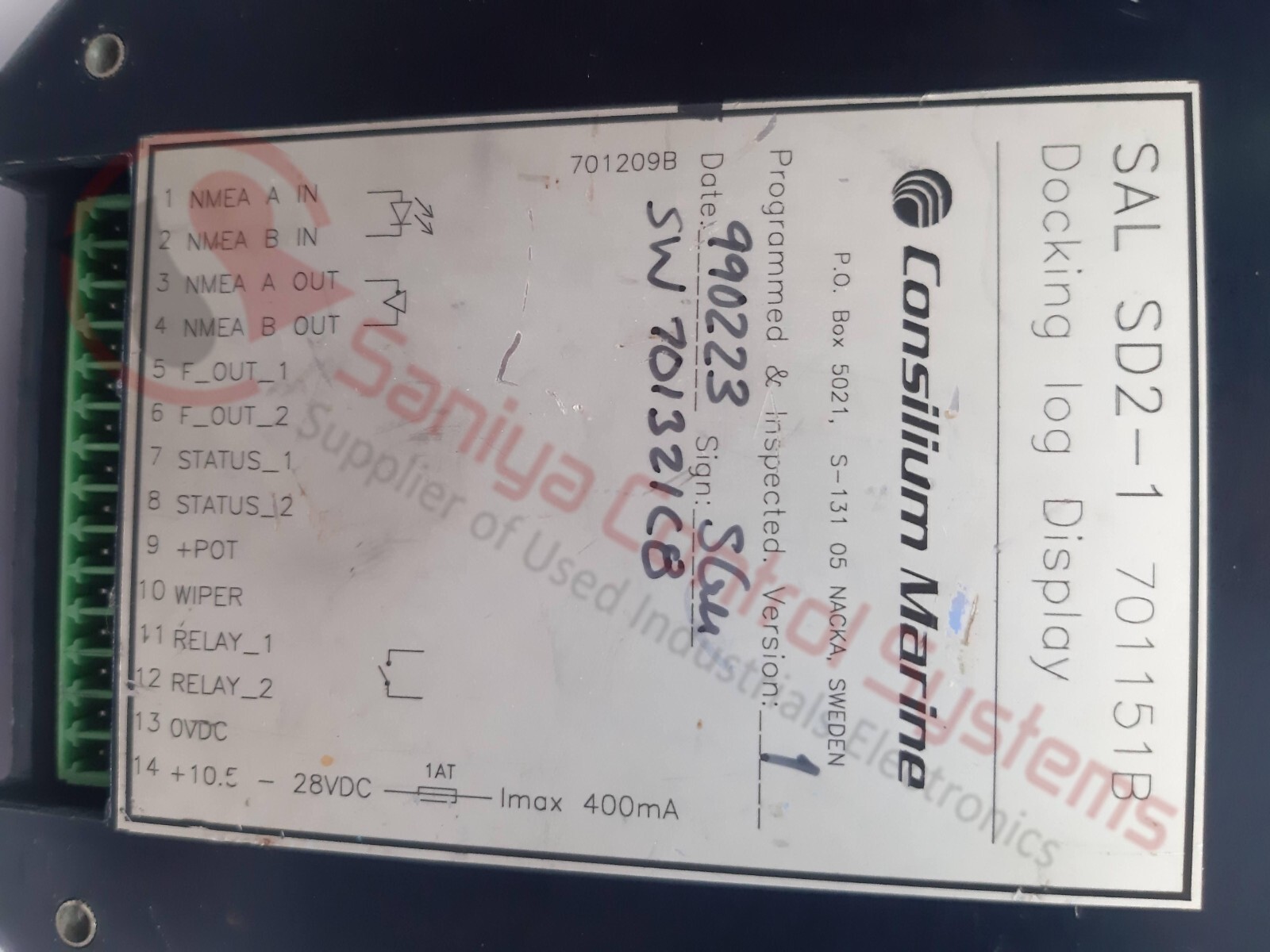 CONSILIUM MARINE SAL D2-1 DOCKING LOG DISPLAY