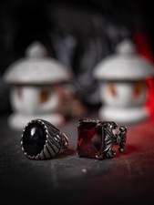 NIGHT WORKS Dracula's Dinner European and American Gothic Carved Zircon Ring  