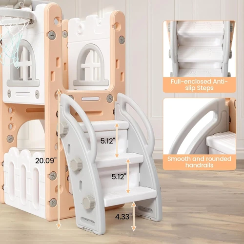 8 In 1 Toddler Slide, Kids Slide with Climber Playset, Indoor Outdoor Playground - Picture 11 of 11