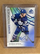 Rasmus Sandin Rookie Auto Toronto Maple Leafs 2019-20 SP Game Used Hockey (H4)