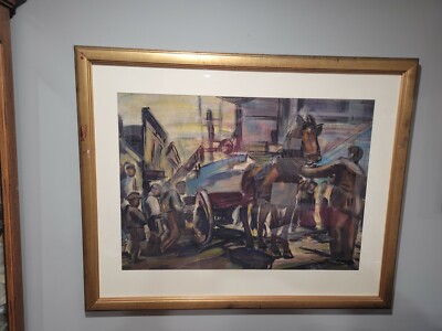  LaForce Bailey  ''Working Horse'' large framed original watercolor w/ provenance