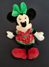 Disney Store MINNIE MOUSE Christmas Holiday 10" Bean Bag Plush Snowflake Dress