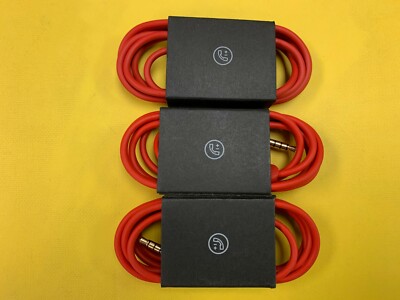 Lot 3x Audio Cable 3.5mm/ L Cord/ for Beats by Dr Dre Headphones Aux & Mic Red