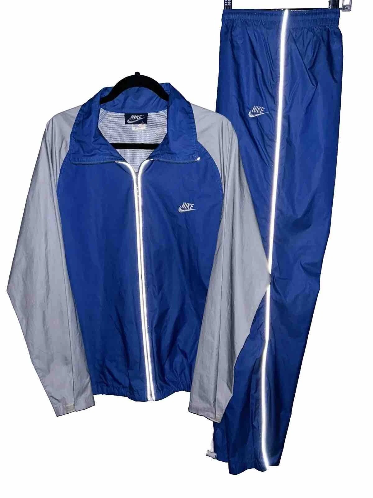 VTG 1980's Nike Track Suit OG Large Zip Up Jacket and Pants Japan Suit Blue Tag