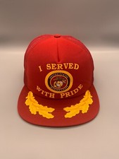 VINTAGE Trucker Hat Cap Snap Back USMC Marine Corps Served Pride Made in USA