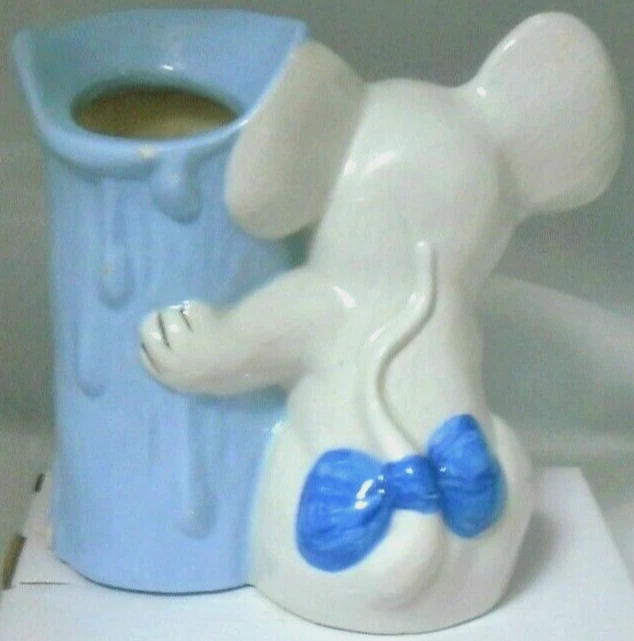 Jarrón-5 1/4" Peek-a-Boo Mouse Vela Azul Claro De Colección Bebé Guardería Foto 3 de 4