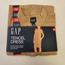 NWT GAP Tencil Dress With Pockets 'Tannin' Tan Brown Women's Size X-Small