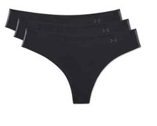 Under Armour L14123 Pure Stretch 3 Pack Black Thong Panty Women  s Size S