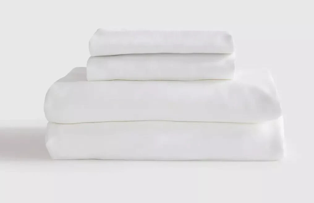 Quince Bamboo White Sheet Set Soft Breathable Eco-Friendly