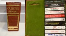 Vtg CASSETTE LIBRARY CASE FULL Of Audio Tapes Book Storage 10 Holder Brown Vinyl