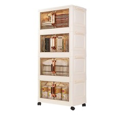 Aufbewahrungsbox Badschrank Küchenregal Faltbar Stapelbar mit Tür Rollen Weiß