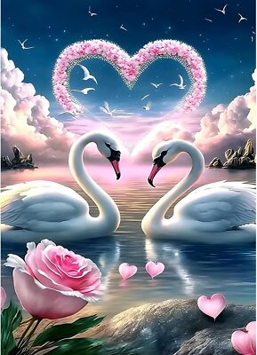 5D White Swan Diamond Painting Kits für Erwachsene, Love Art Kits...