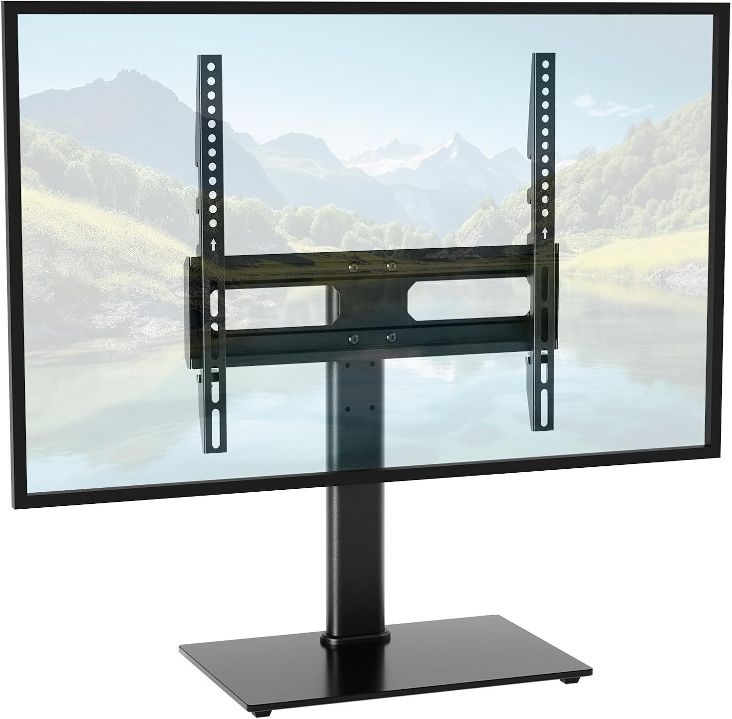 Universal TV Mount Stand Height Adjustable 26-55in TV Tempered Glass Metal Base