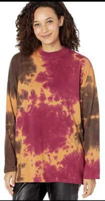 Free People French Roast Be Free Tie Dye Long Sleeve Shirt Women's M Medium