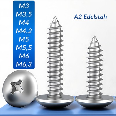 M3 - M5 M6 Phillips Self Tapping Screws A2 Stainless Steel Flange Head Tappers