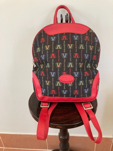 VALENTINO Backpack Nylon Leather Navy Silver Auth bs28757  display picture 1