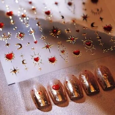 Valentines Nail Stickers Heart Nail Decals 5D Embossed Valentines Nail Art 