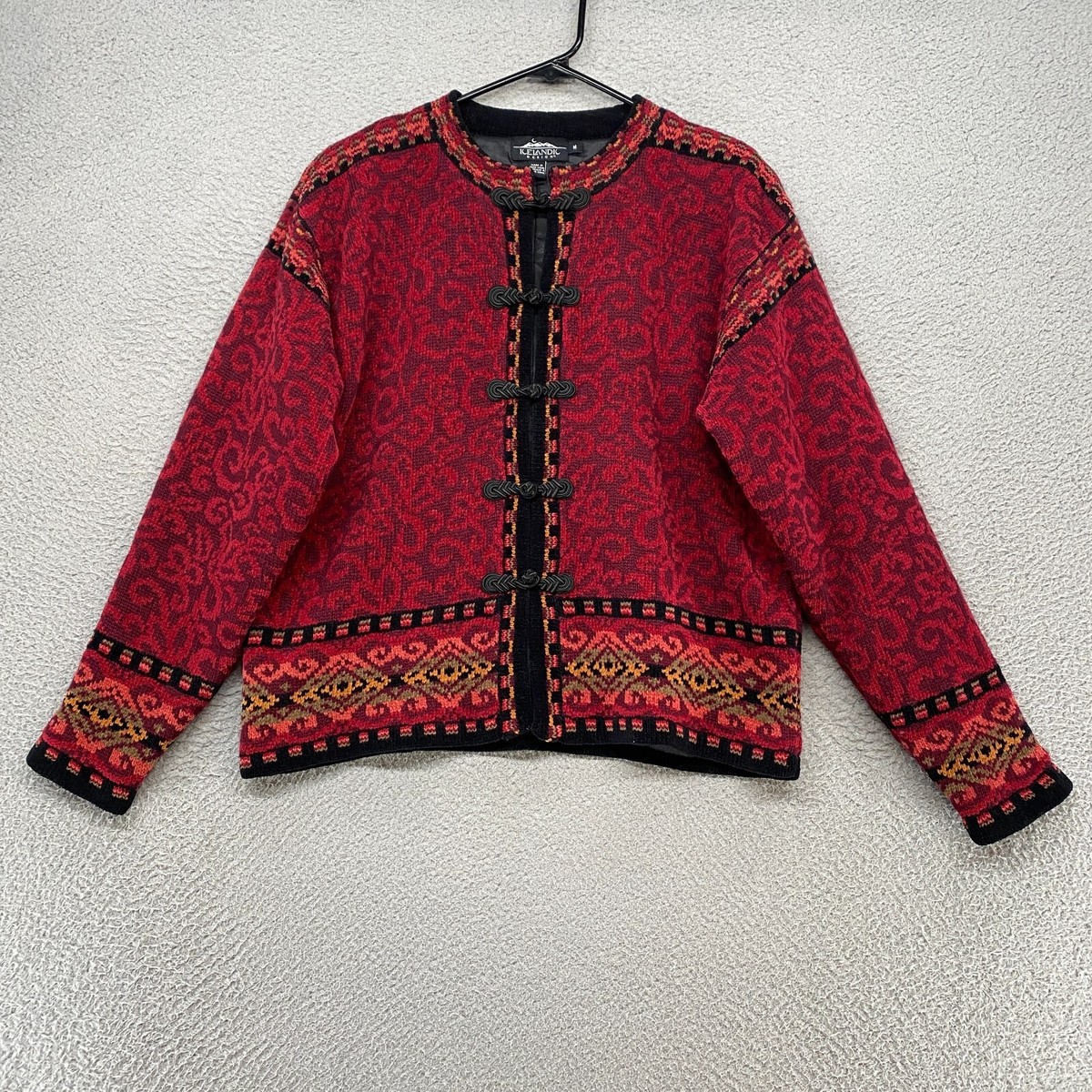 Icelandic Design Sweater Womens Medium Cardigan Nordic Wool Artsy 