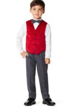 Nautica Little Boys Velvet 4 Piece Vest Suit Set. Rooster red Size 5