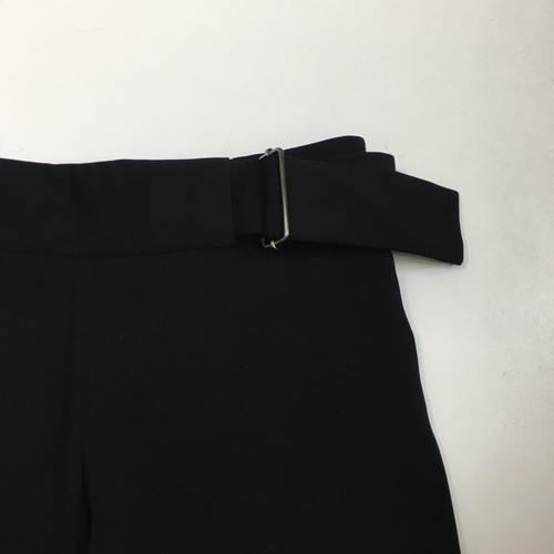 BEBE Womens sz 4 Black High Slit Cut Out Flare Legs Opposite Sides Belted Pant - Picture 6 of 16