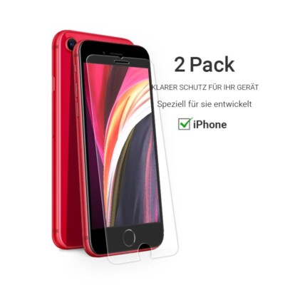 2x Schutzglas Glasfolie für iPhone SE 2020 Panzerfolie Displayschutz Echt Glas