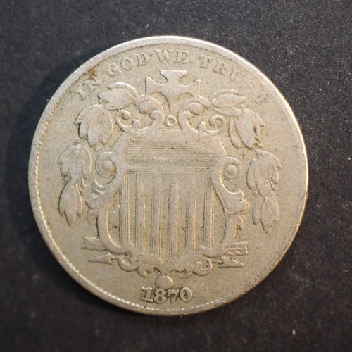 1870 **P**  SHIELD  NICKEL *NICE * FREE SHIPPING M2184