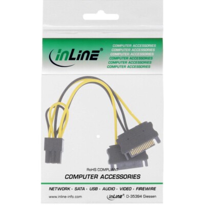 3x InLine Stromadapter int. 2xSATA zu 6pol PCIe PCI-Express Grafikkarten 15cm