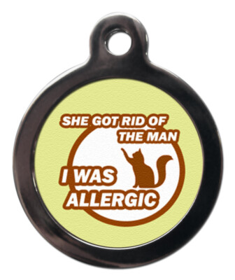 Katze Kätzchen Ausweisschild - Lustiger Katzenspruch 24mm Anhänger Bild auf Vorderseite Details auf Rückseite