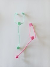 Barbie Doctor Fashion Doll Teal Green  Pink Stethoscope Set
