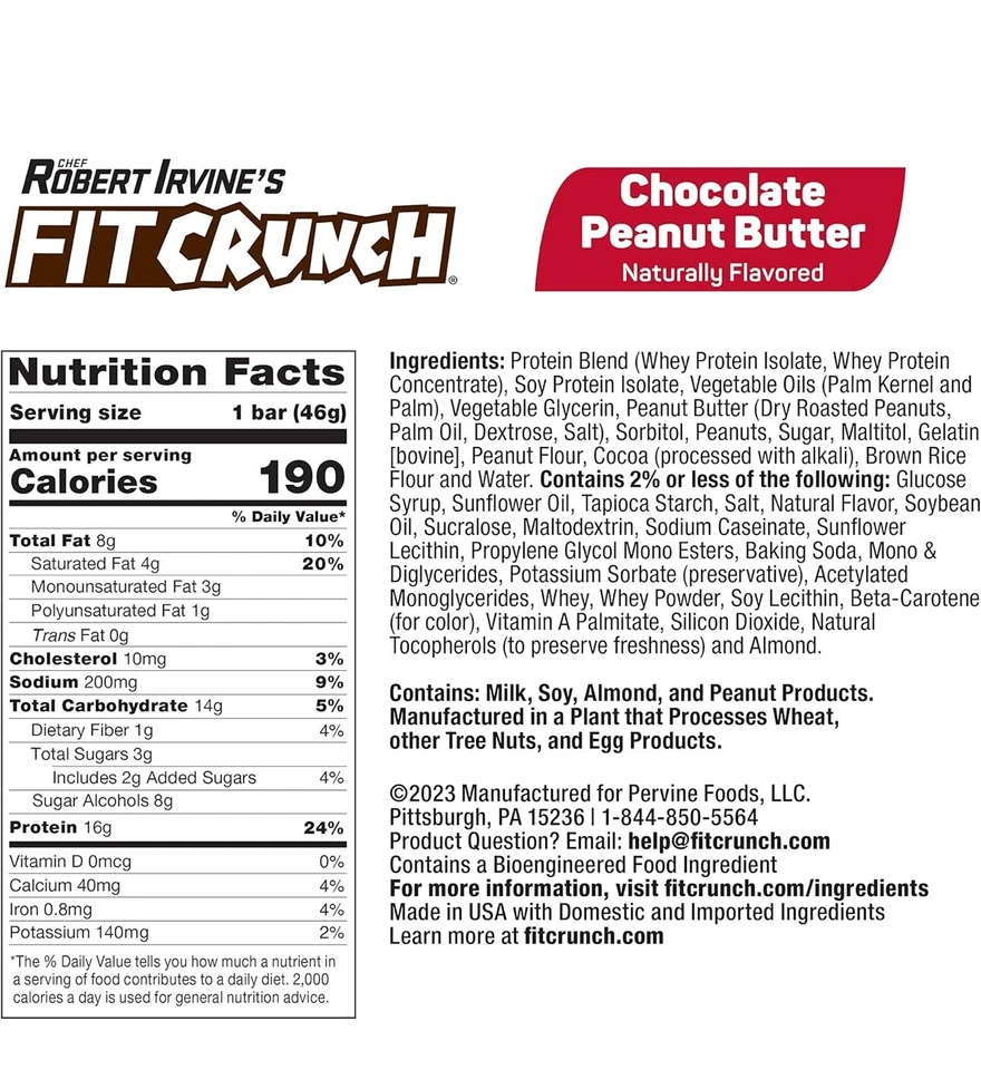 FITCRUNCH Manteiga de Amendoim Chocolate, 16g Whey Protein, Sem Glúten, Assada, 50 Barras - Imagem 3 de 3