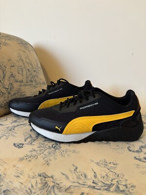 Puma Black Yellow Porsche Trainers Size UK