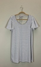 Mango Size Small Striped Navy Blue & White Tie Across Back Mid Length Dress