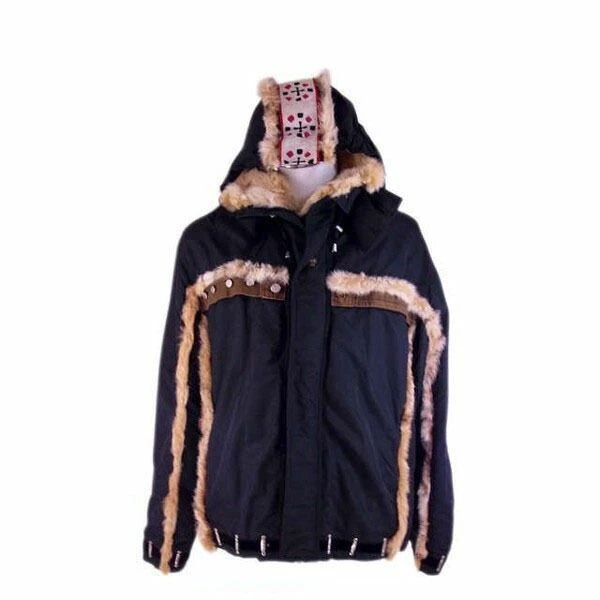 Cappotto uomo Christian Dior nero beige abbigliamento snowboard con fodera in pelliccia