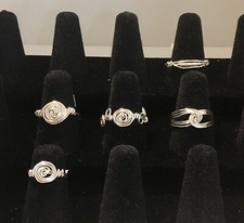 Wire Wrap Rings In Different Designs, Silver Plated Sizes 4, 7, 7.5, 8,  12.
