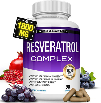 Resveratrol Supplement 1800 Mg Antioxidant Complex - Highly Potent Natural Tr...
