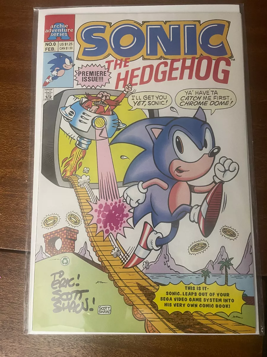 Sonic The Hedgehog #0 1993 signed by Scott Shaw Sonic 3 movie 7.5/8.0 VF+  range