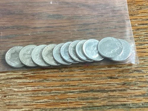 Lot of 12 Roosevelt Dimes 1964 90% Silver Almost Uncirculated Dimes