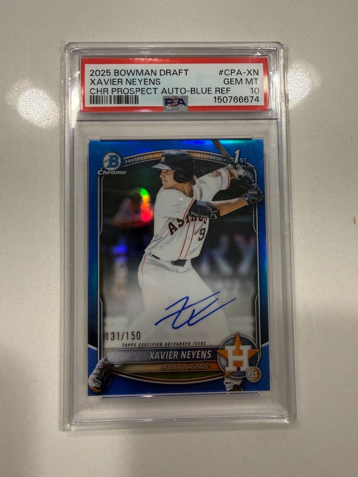 Psa 10 2025 BOWMAN DRAFT CHROME PROSPECT AUTO BLUE REFRACTOR XAVIER NEYENS /150