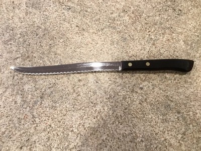 VINTAGE FLINT ARROWHEAD STAINLESS WAVERLY EDGE 8  CARVING KNIFE USA WOOD