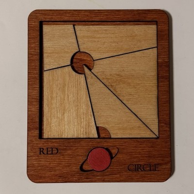 Red Circle Puzzle Handmade Wooden Brain Teaser Fit The Pieces Challenge Puzzle
